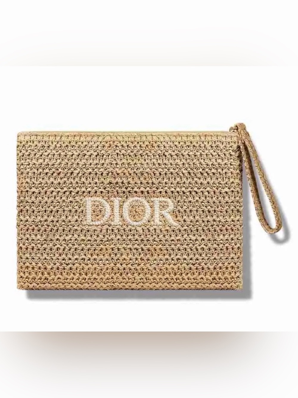 Dior Beauty Natural Beige Woven Wristlet Clutch